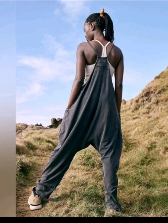 Free People Movement Womens Gray Oversized Cozy Hot Shot Onesie Jumpsuit XS - Picture 3 of 16